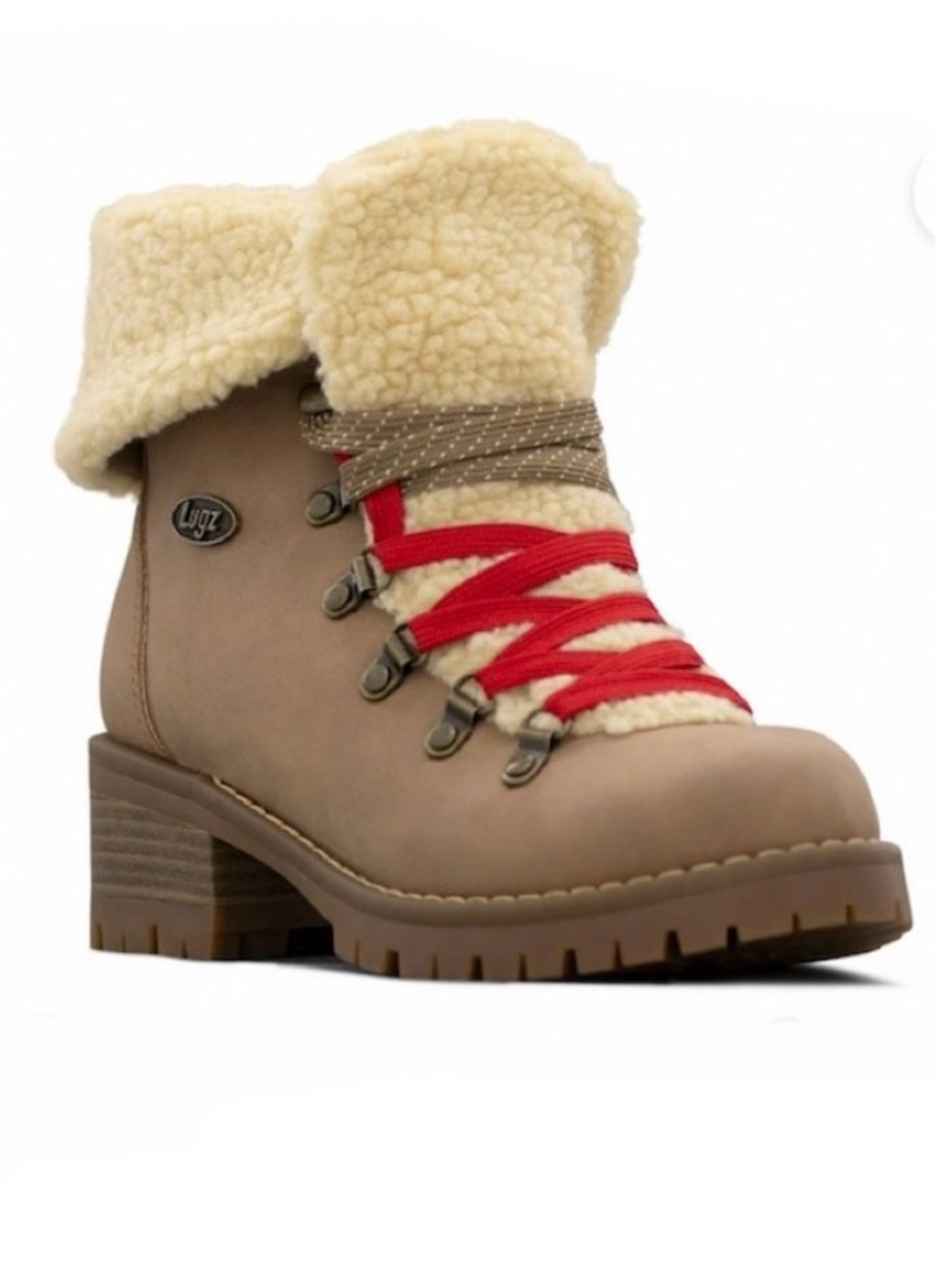 Lugz Women's Brown And Tan With Red Laces Eevee Boots Size 9.5 Hiker Boots NEW